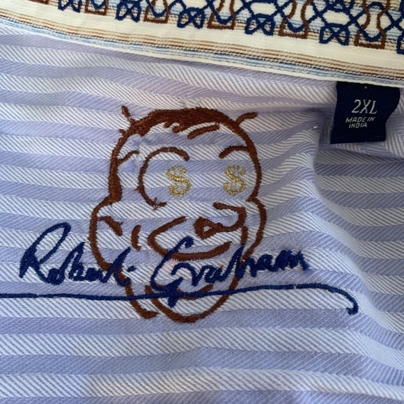 Robert Graham Mens Striped Embroidered Paisley Long Sleeve Shirt Size 2XL.#0041 - Picture 12 of 15
